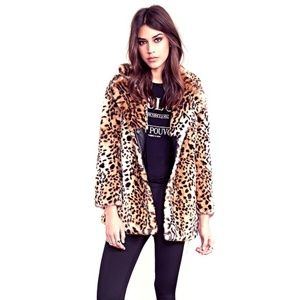 F21 Leopard Print teddy coat